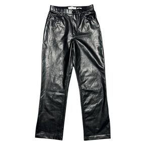 Abercrombie & Fitch Curve Love Vegan Leather 90s Straight Pant Black 27